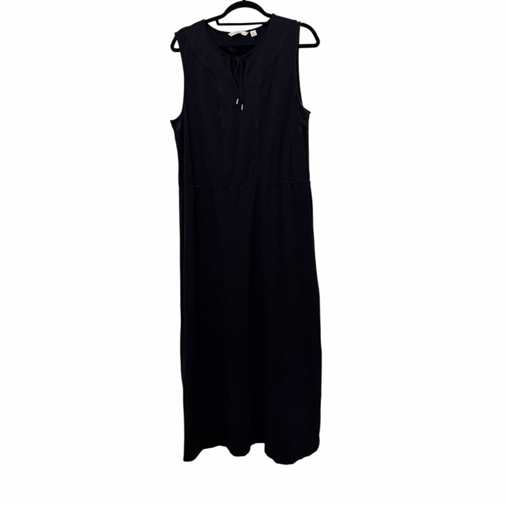 Isaac Mizrahi Black Sleeveless Tie-Neck Maxi Dress